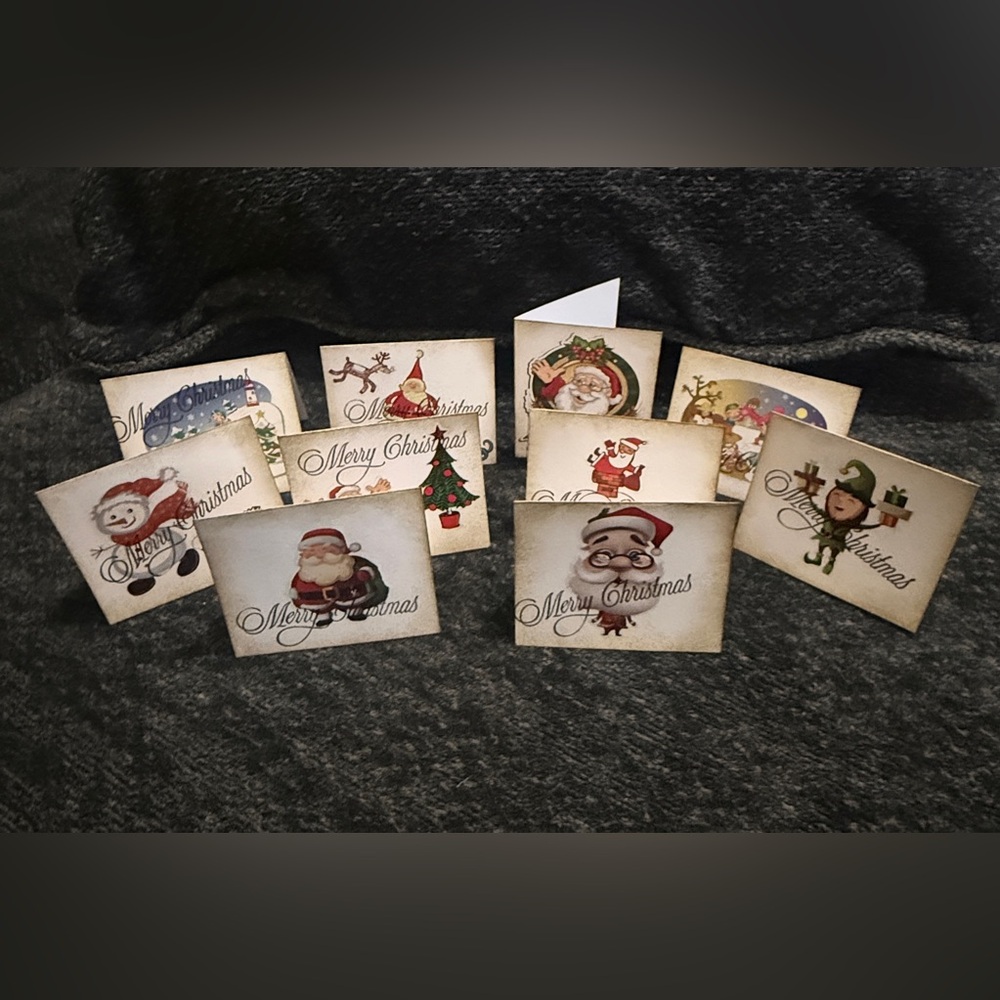 💜 Christmas Handcrafted Vintage-Style Note Cards